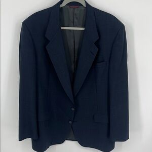HART SCHAFFNER & MARX Pure Virgin Wool Navy Blue Union Made Sportcoat Jacket 46L